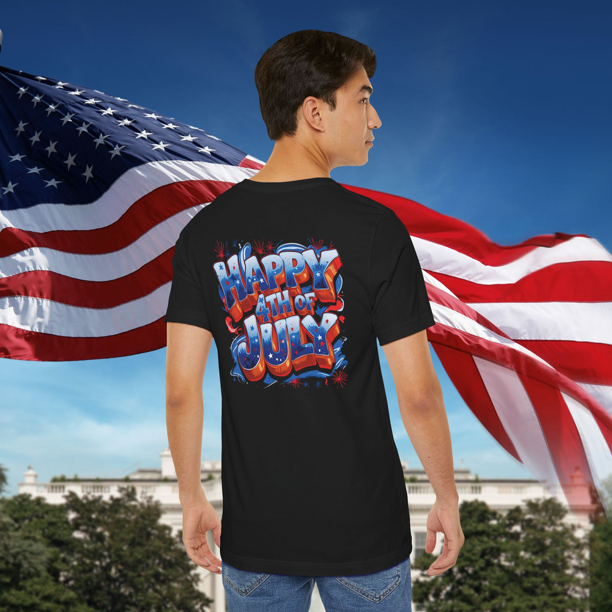 Happy 4th of July T-Shirt - Independence Day Bald Eagle - American Flag Graphic Tee