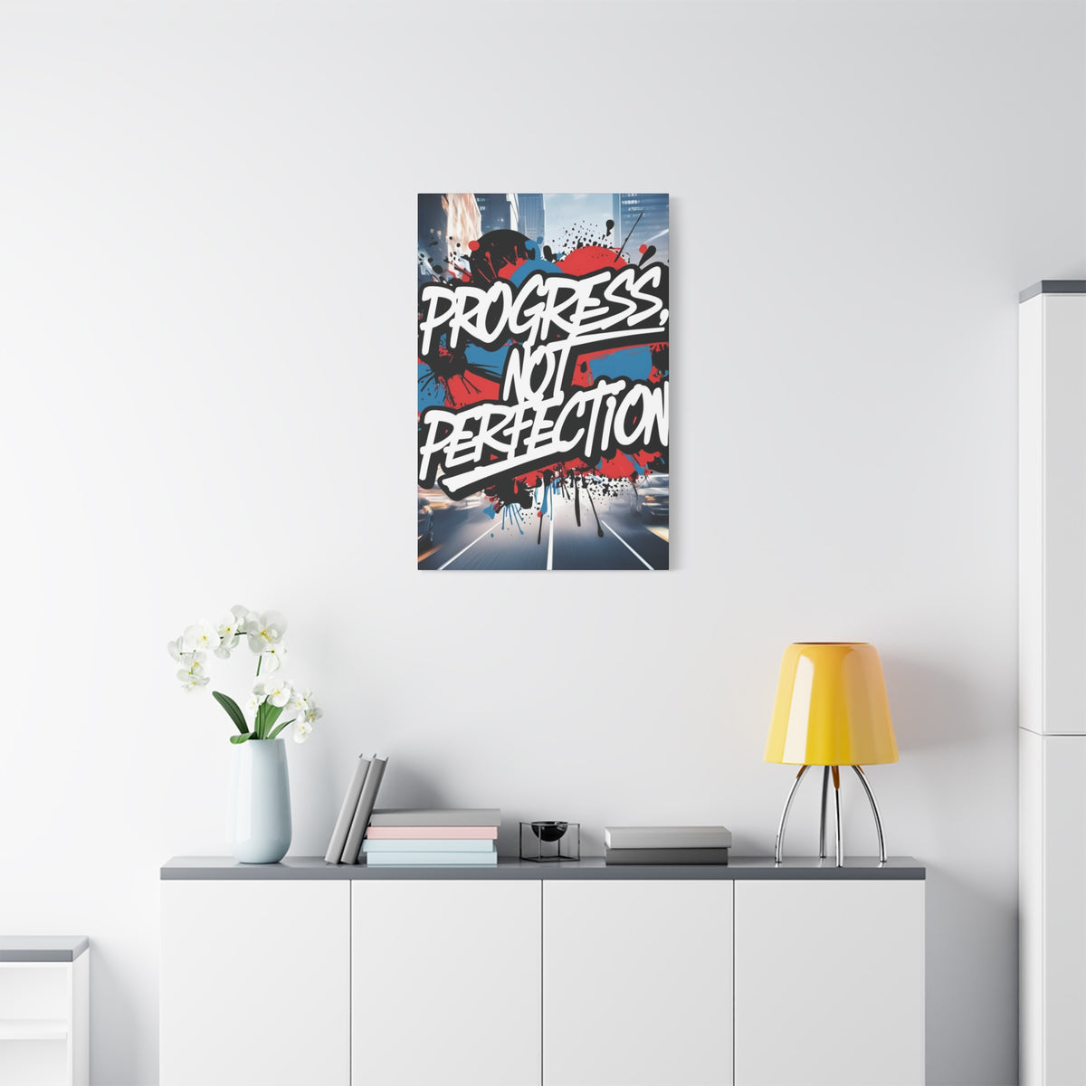 Progress Not Perfection Canvas Wall Art - Motivational Home Decor