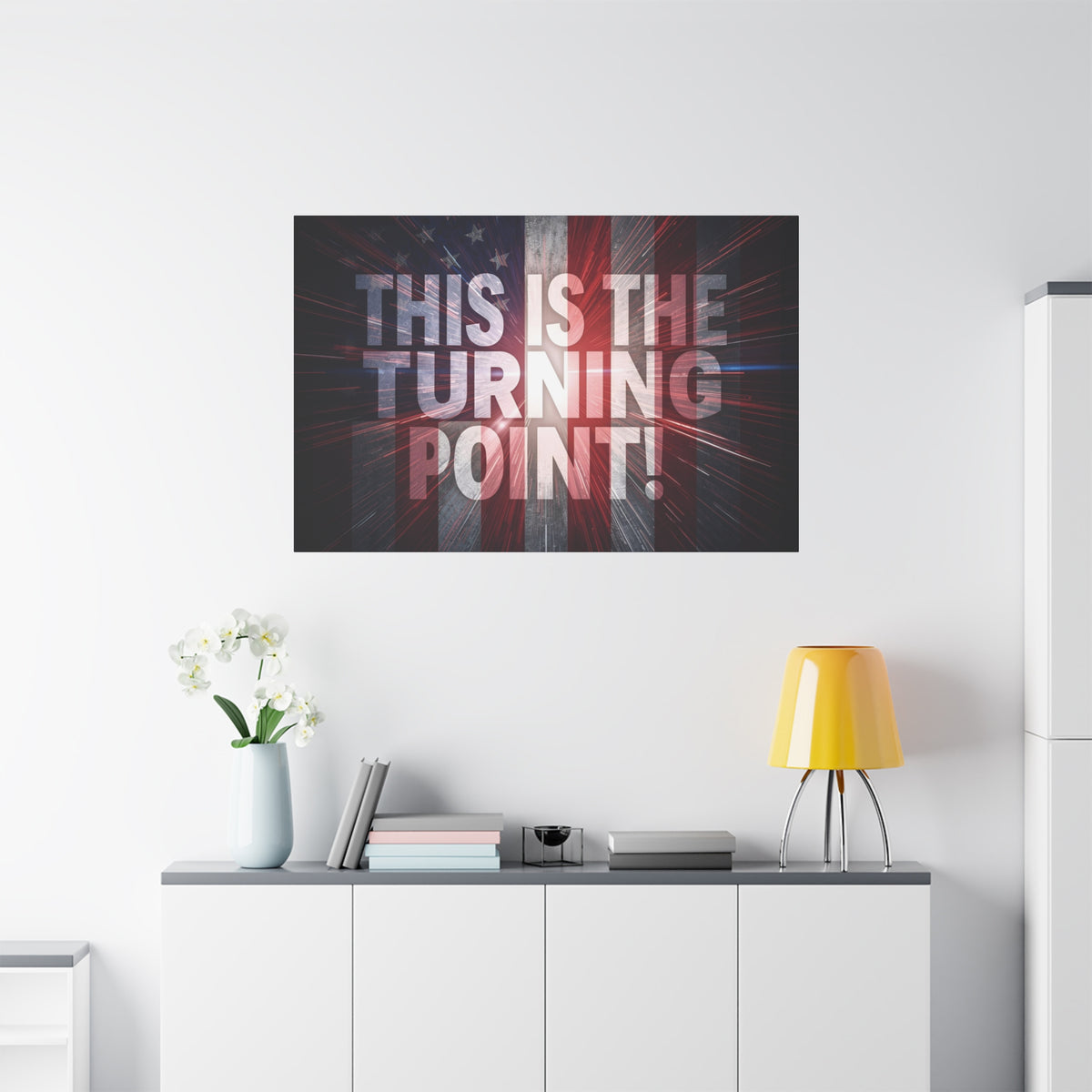 This Is The Turning Point! Canvas Wall Art - Patriotic American Flag - Red White Blue - Motivational Decor - 36 Sizes