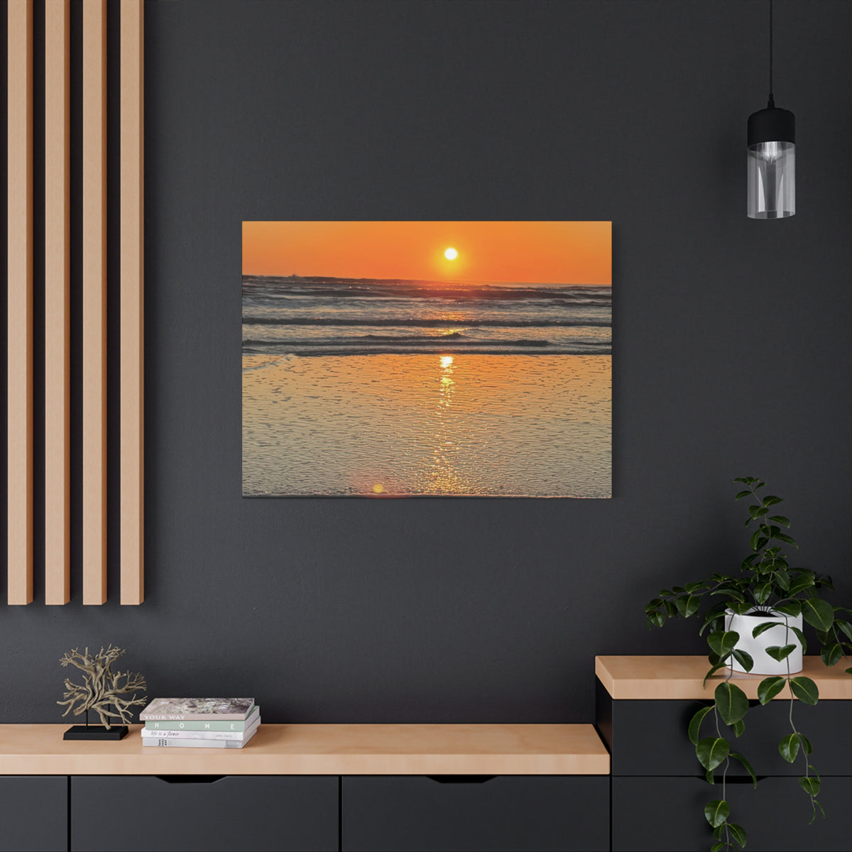 Sunset Beach Canvas Print, Ocean Decor, Wall Art, Home Decor, Coastal Artwork for Living Room
