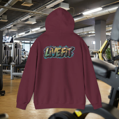 LIVE FIT Hoodie - Unisex Heavy Blend Sweatshirt - Fitness Gym Wear - Workout Apparel - S-5XL