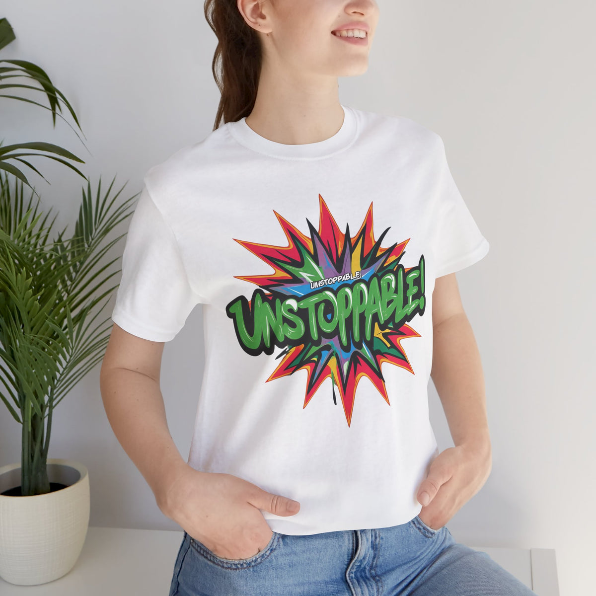 Unisex Jersey Tee - Unstoppable Graphic Design Shirt - Motivation and Fitness