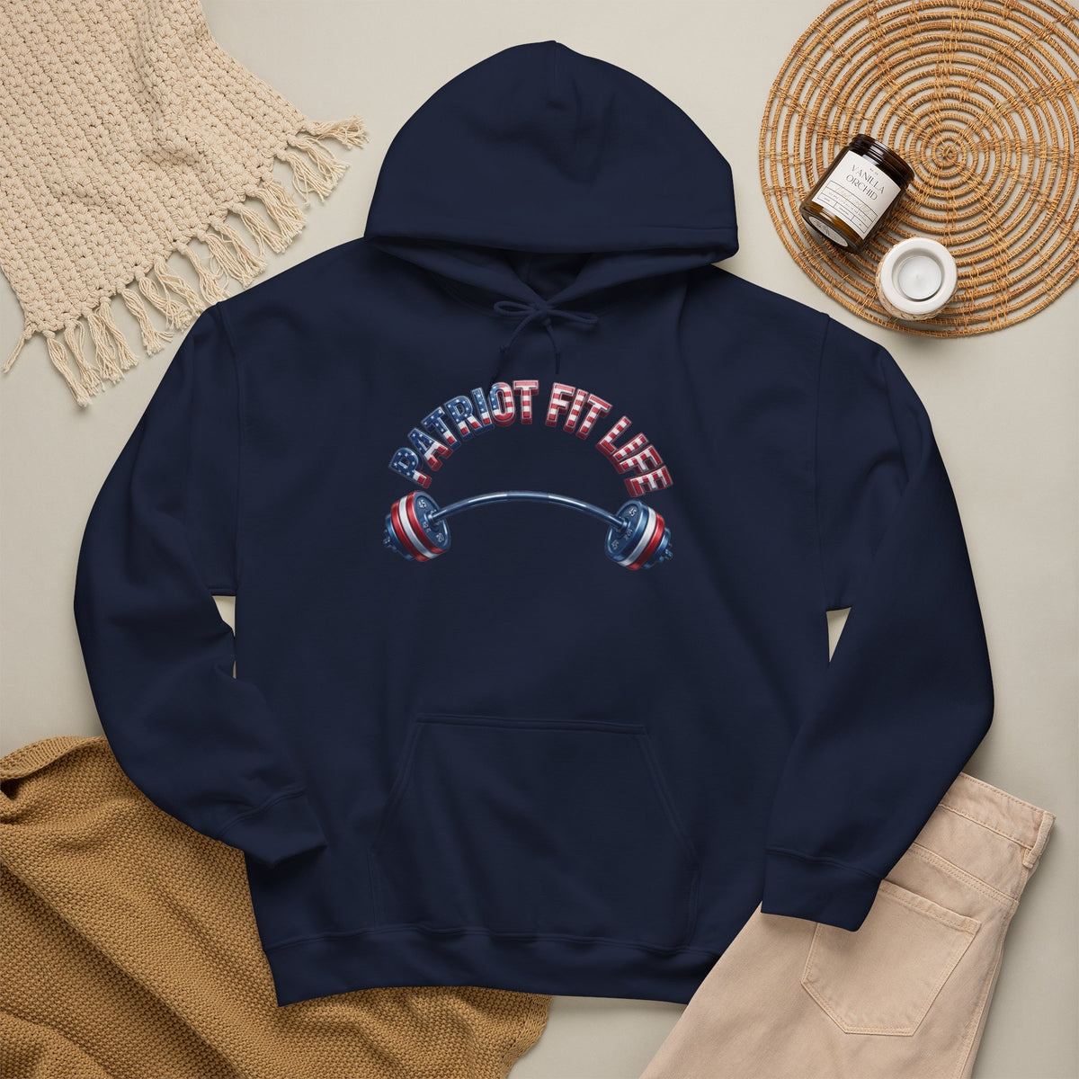Patriot Fit Life Hoodie — USA Flag Barbell Gym Sweatshirt | LIVE FIT