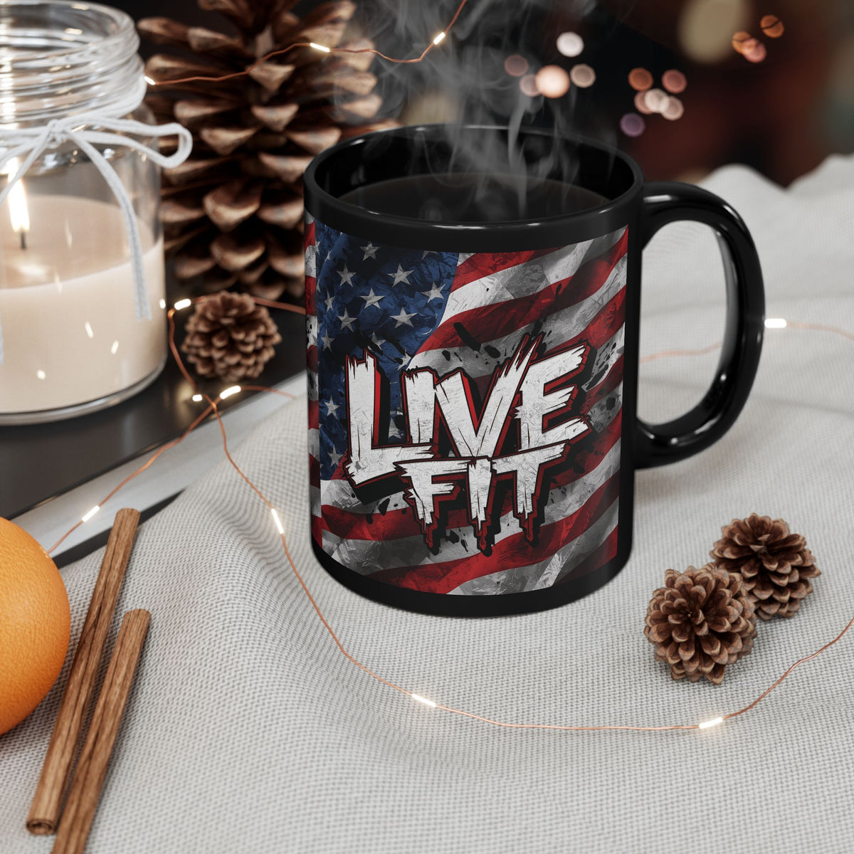 LIVE FIT Patriotic Mug - American Flag Design - 11oz/15oz