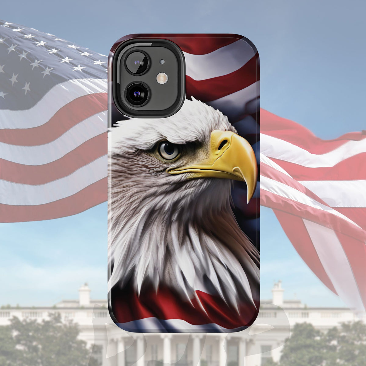 Patriotic - Bald Eagle - Phone Case - Tough Phone Case - American Flag Design - Gift for Veterans - National Holidays - Outdoor Adventures - Eagle Lover