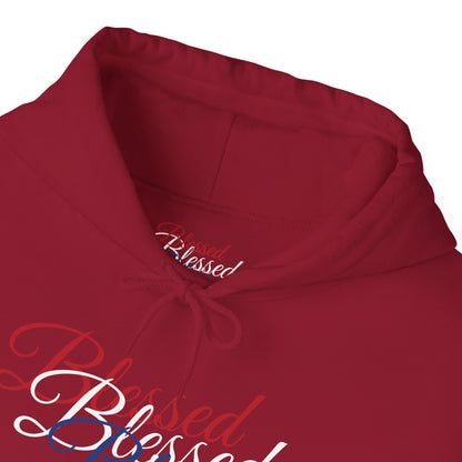 Blessed Hoodie - Patriotic Red White Blue - Unisex Pullover - Front & Back Print - S-5XL