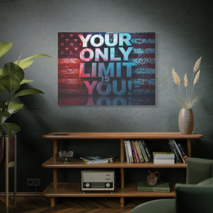 Your Only Limit Is You Canvas Wall Art - Motivational Vintage Flag Decor