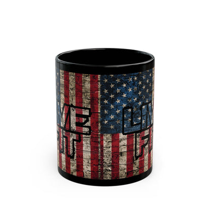 LIVE FIT Vintage American Flag Mug - Patriotic Fitness Motivation - 11oz/15oz