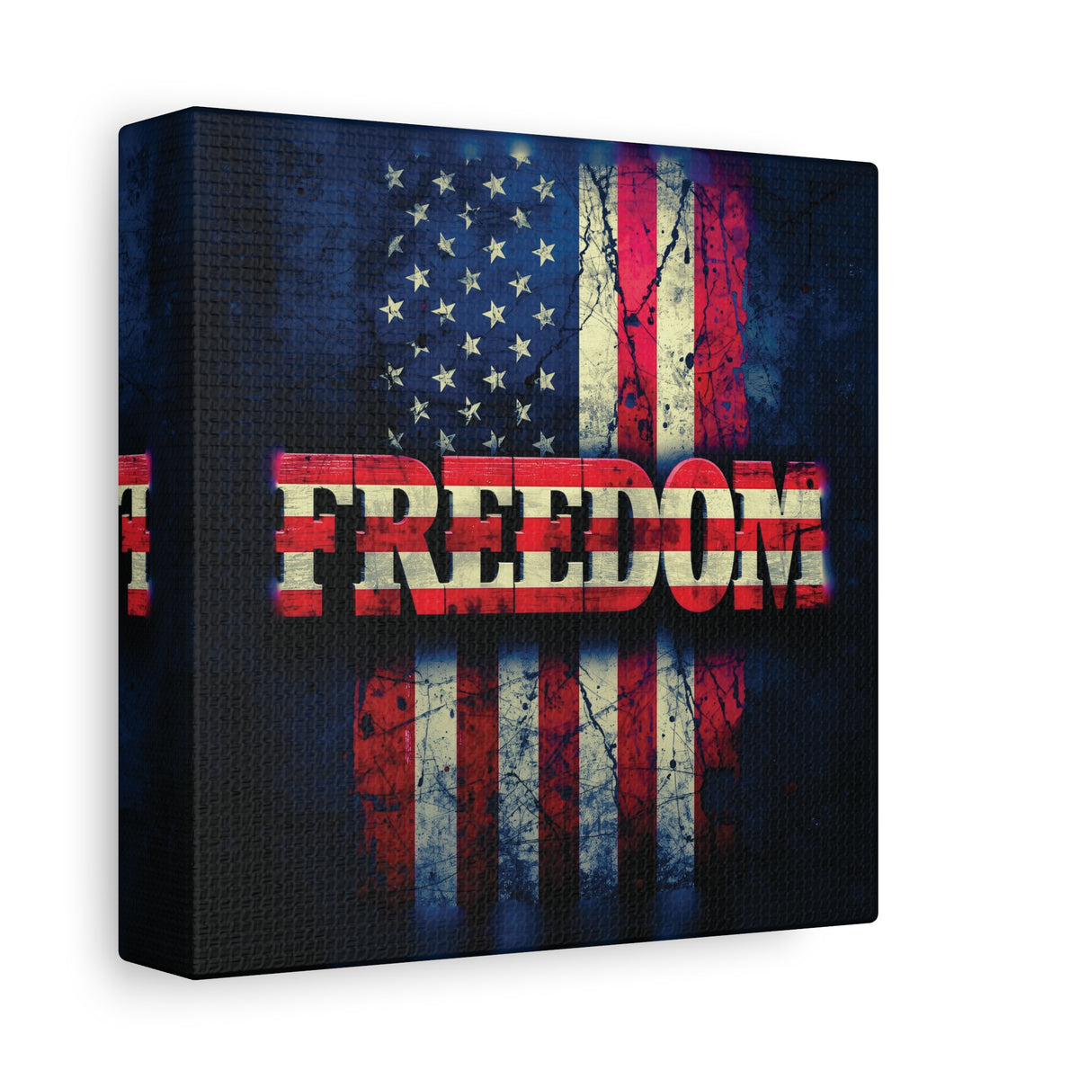 Freedom Canvas Wall Art - Patriotic Vintage American Flag - Gallery Wrapped - Red White Blue - 35 Sizes Available