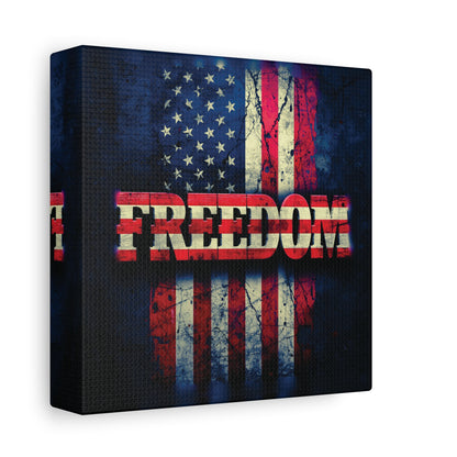 Freedom Canvas Wall Art - Patriotic Vintage American Flag - Gallery Wrapped - Red White Blue - 35 Sizes Available