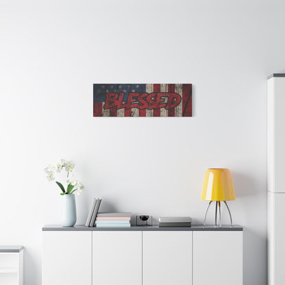Blessed Canvas Wall Art - Vintage American Flag - Gallery Wrapped - Patriotic Americana Decor - Rustic Flag Art - 35 Sizes