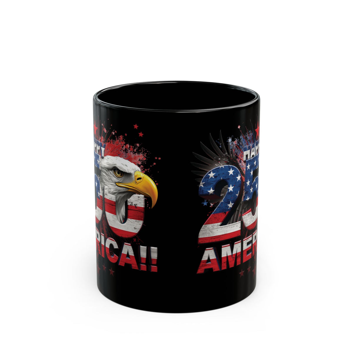 Happy 250th Birthday America Mug | 1776-2026 Patriotic Eagle Flag Black Coffee Cup