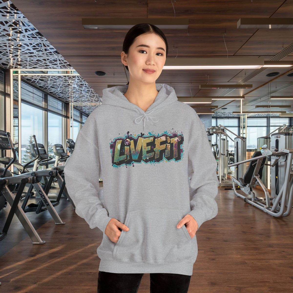 LIVE FIT Hoodie - Unisex Heavy Blend Sweatshirt - Fitness Gym Wear - Workout Apparel - S-5XL
