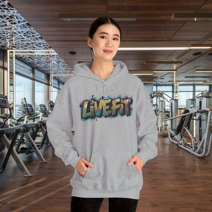 LIVE FIT Hoodie - Unisex Heavy Blend Sweatshirt - Fitness Gym Wear - Workout Apparel - S-5XL