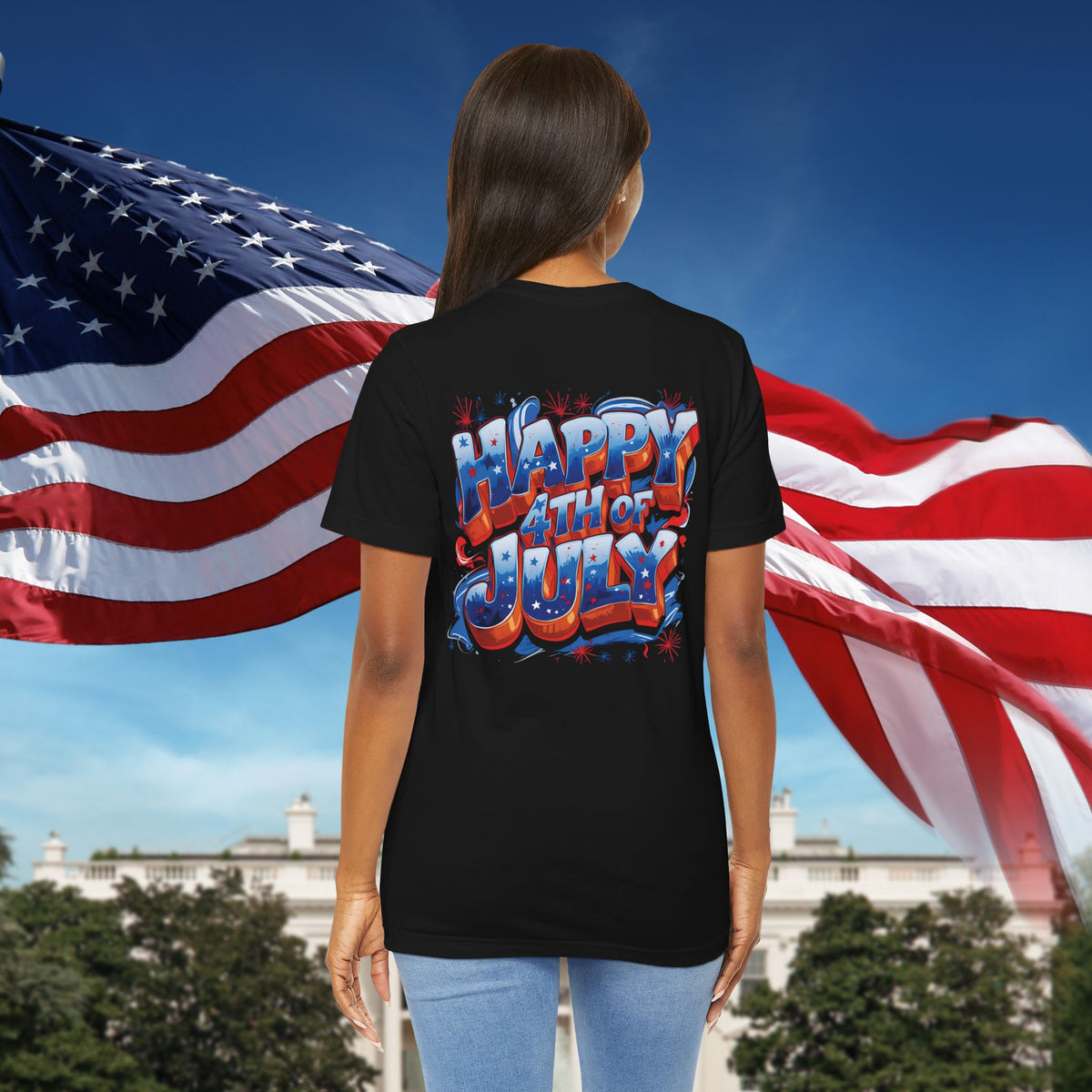 Happy 4th of July T-Shirt - Independence Day Bald Eagle - American Flag Graphic Tee