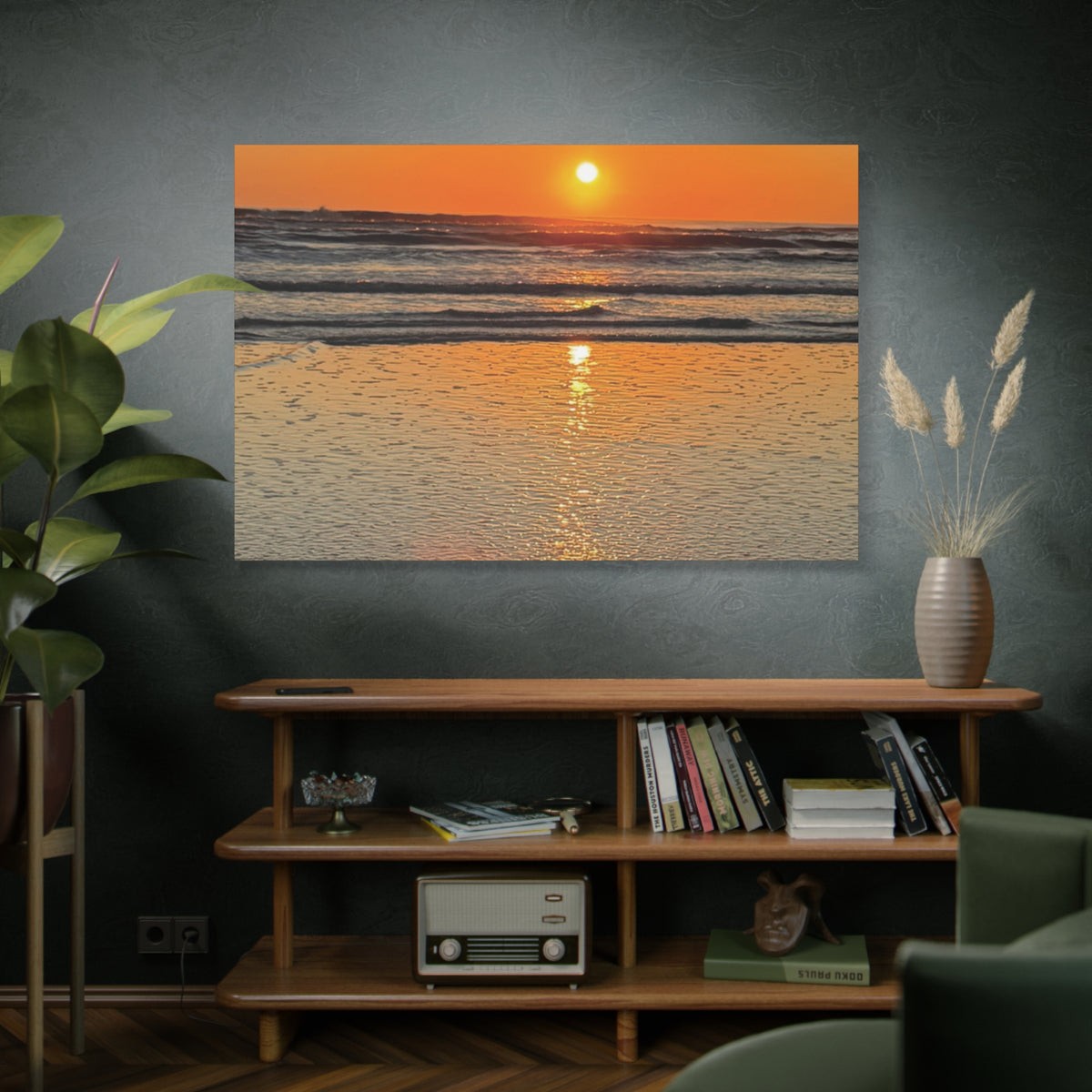 Sunset Beach Canvas Print, Ocean Decor, Wall Art, Home Decor, Coastal Artwork for Living Room