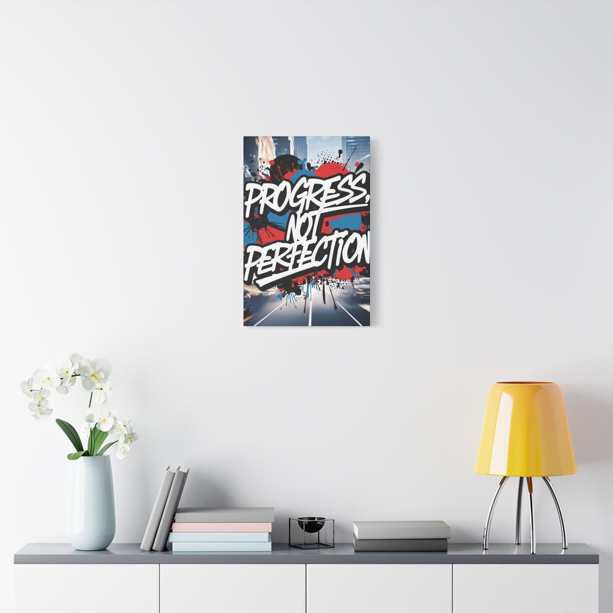Progress Not Perfection Canvas Wall Art - Motivational Home Decor