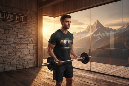 LIVE FIT Bear Graphic Tee - Motivational Gym Workout T-Shirt - Unisex Fitness Apparel