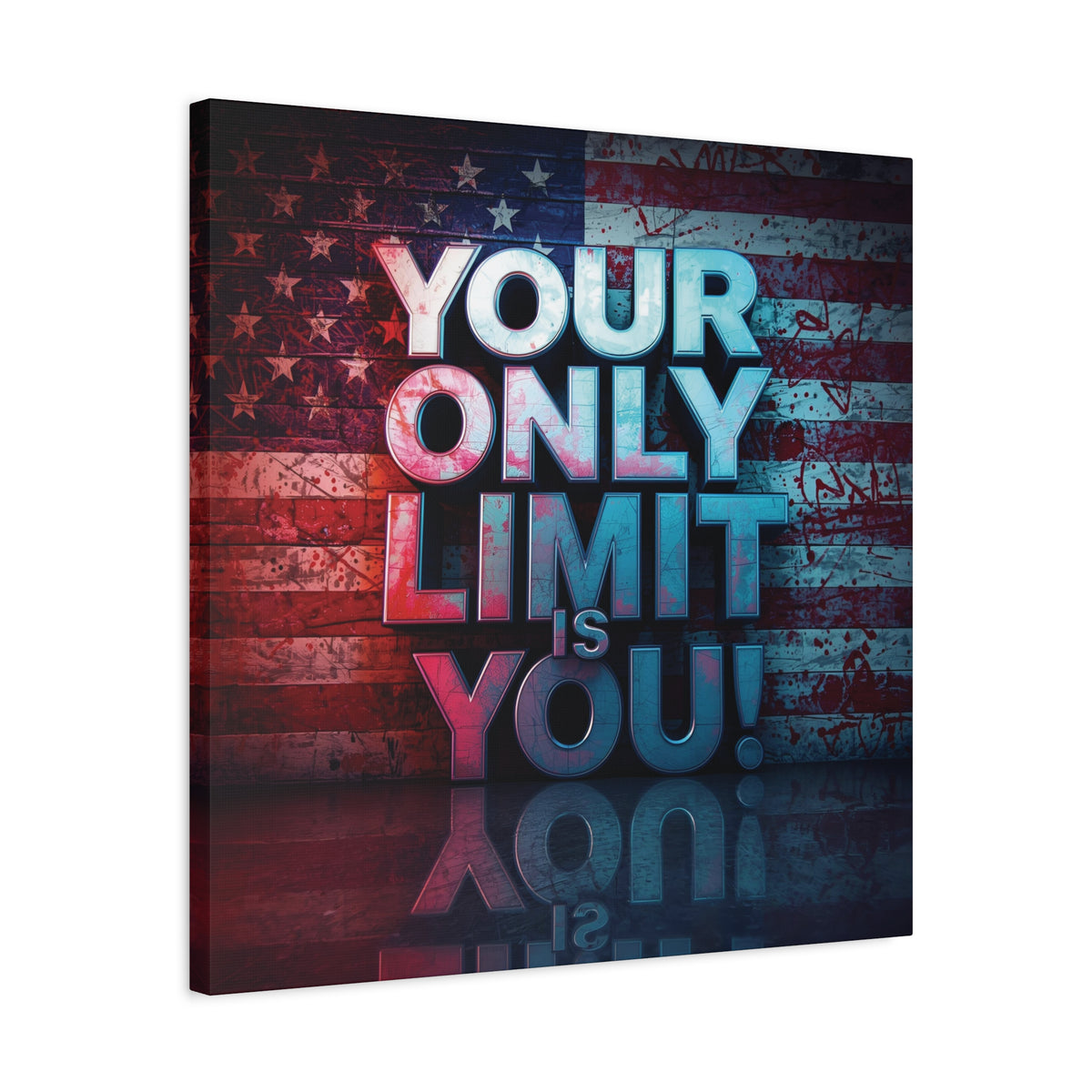 Your Only Limit Is You Canvas Wall Art - Motivational Vintage Flag Decor