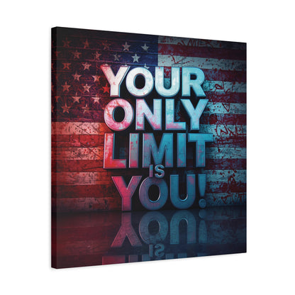 Your Only Limit Is You Canvas Wall Art - Motivational Vintage Flag Decor