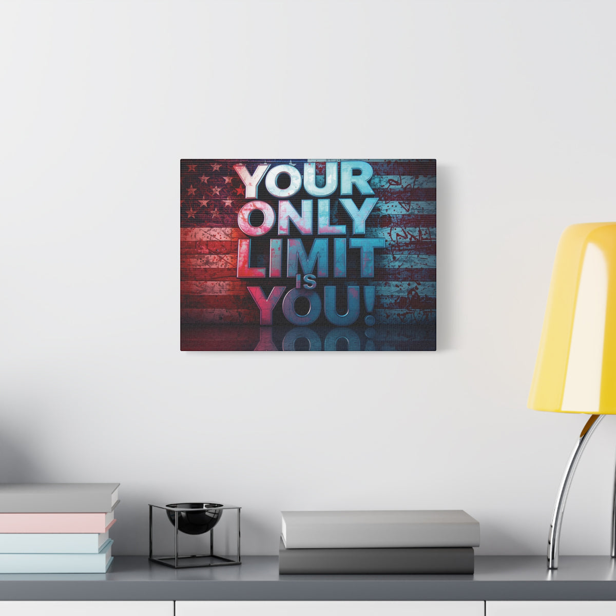 Your Only Limit Is You Canvas Wall Art - Motivational Vintage Flag Decor