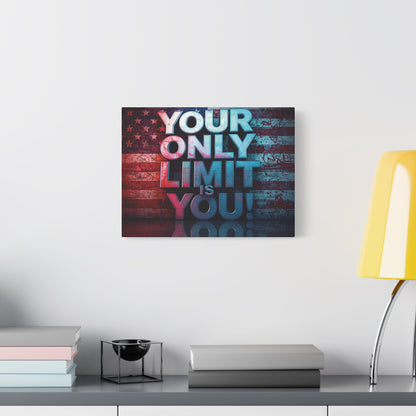 Your Only Limit Is You Canvas Wall Art - Motivational Vintage Flag Decor