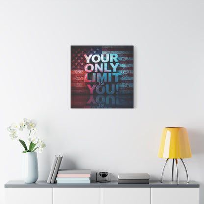 Your Only Limit Is You Canvas Wall Art - Motivational Vintage Flag Decor