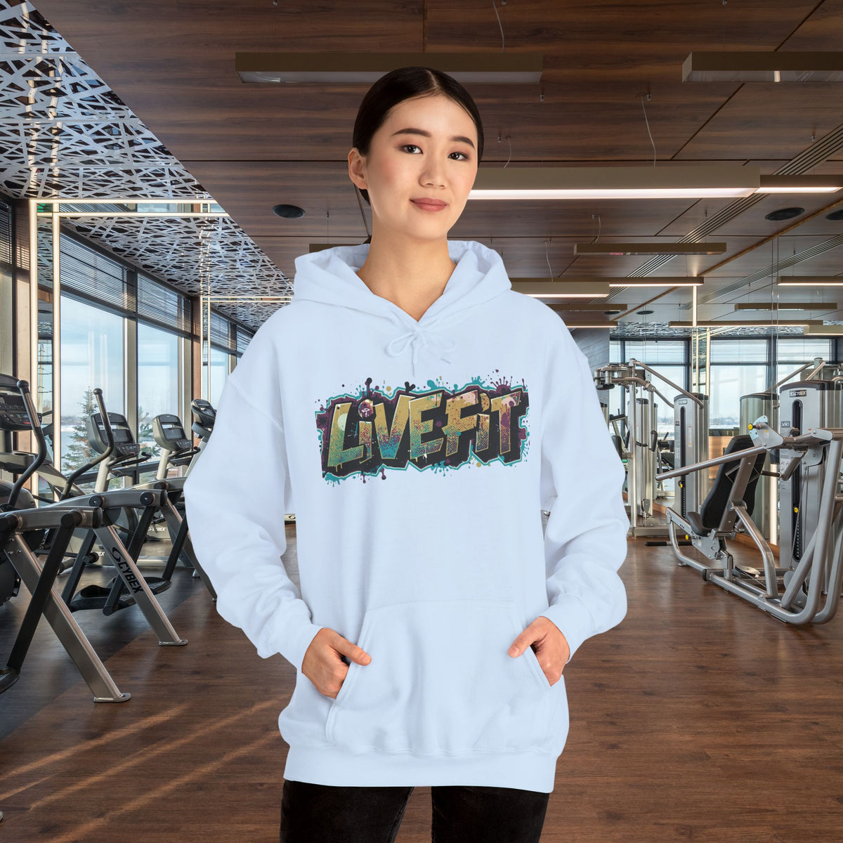 LIVE FIT Hoodie - Unisex Heavy Blend Sweatshirt - Fitness Gym Wear - Workout Apparel - S-5XL