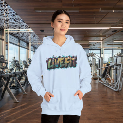 LIVE FIT Hoodie - Unisex Heavy Blend Sweatshirt - Fitness Gym Wear - Workout Apparel - S-5XL