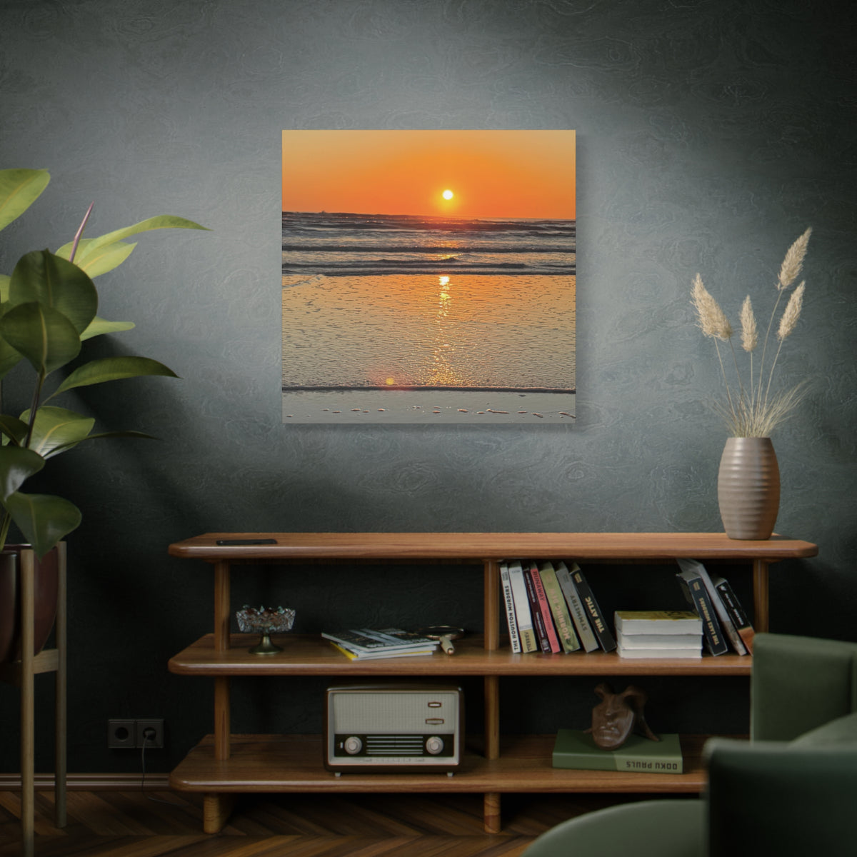 Sunset Beach Canvas Print, Ocean Decor, Wall Art, Home Decor, Coastal Artwork for Living Room