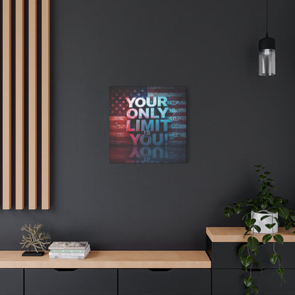 Your Only Limit Is You Canvas Wall Art - Motivational Vintage Flag Decor