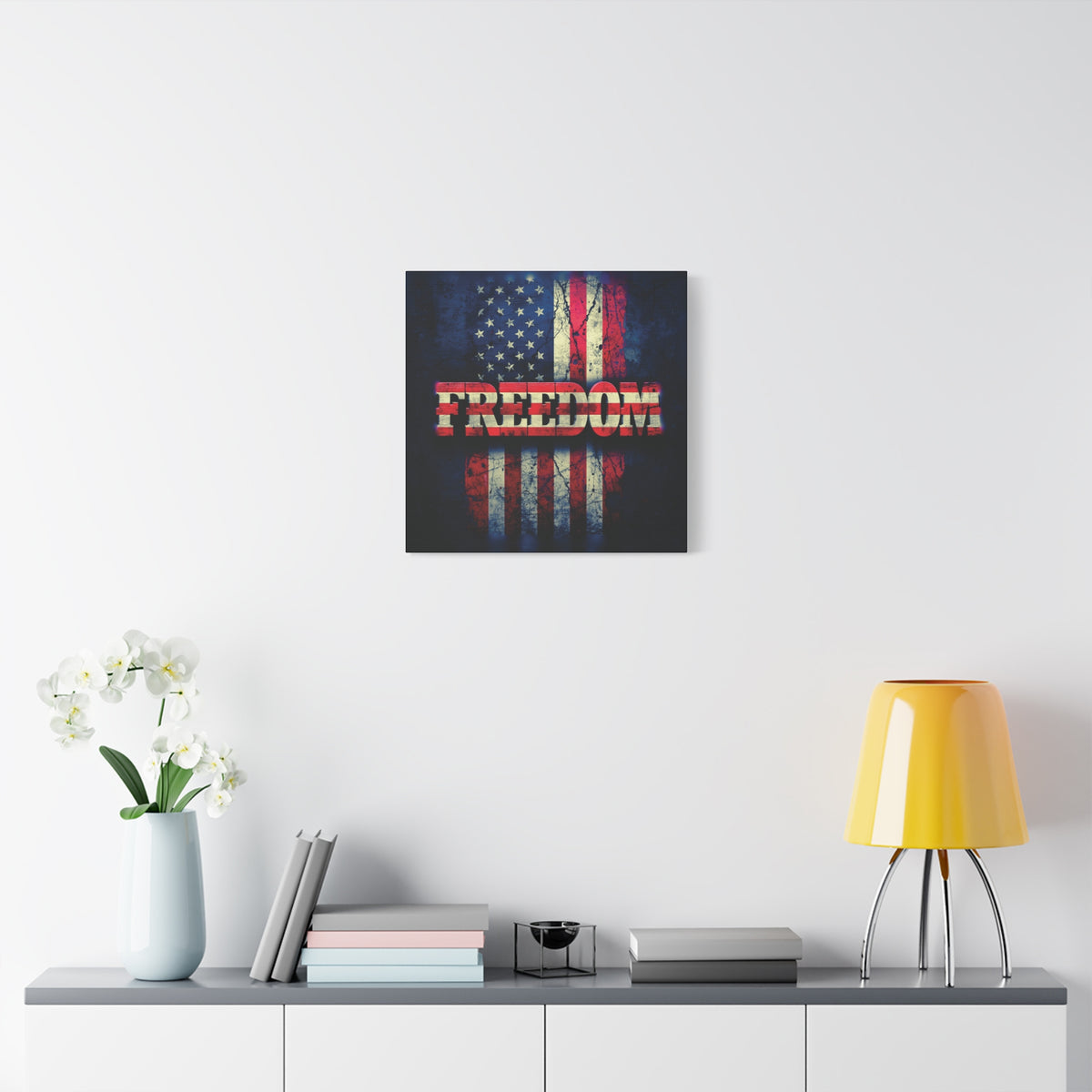 Freedom Canvas Wall Art - Patriotic Vintage American Flag - Gallery Wrapped - Red White Blue - 35 Sizes Available