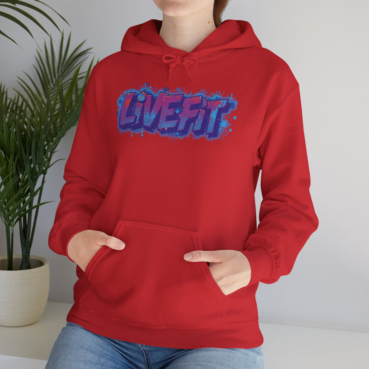 LIVE FIT Hoodie Sweatshirt - Motivational Fitness Pullover - Unisex Gym Hoodie - S-5XL