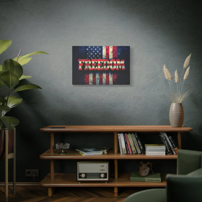 Freedom Canvas Wall Art - Patriotic Vintage American Flag - Gallery Wrapped - Red White Blue - 35 Sizes Available