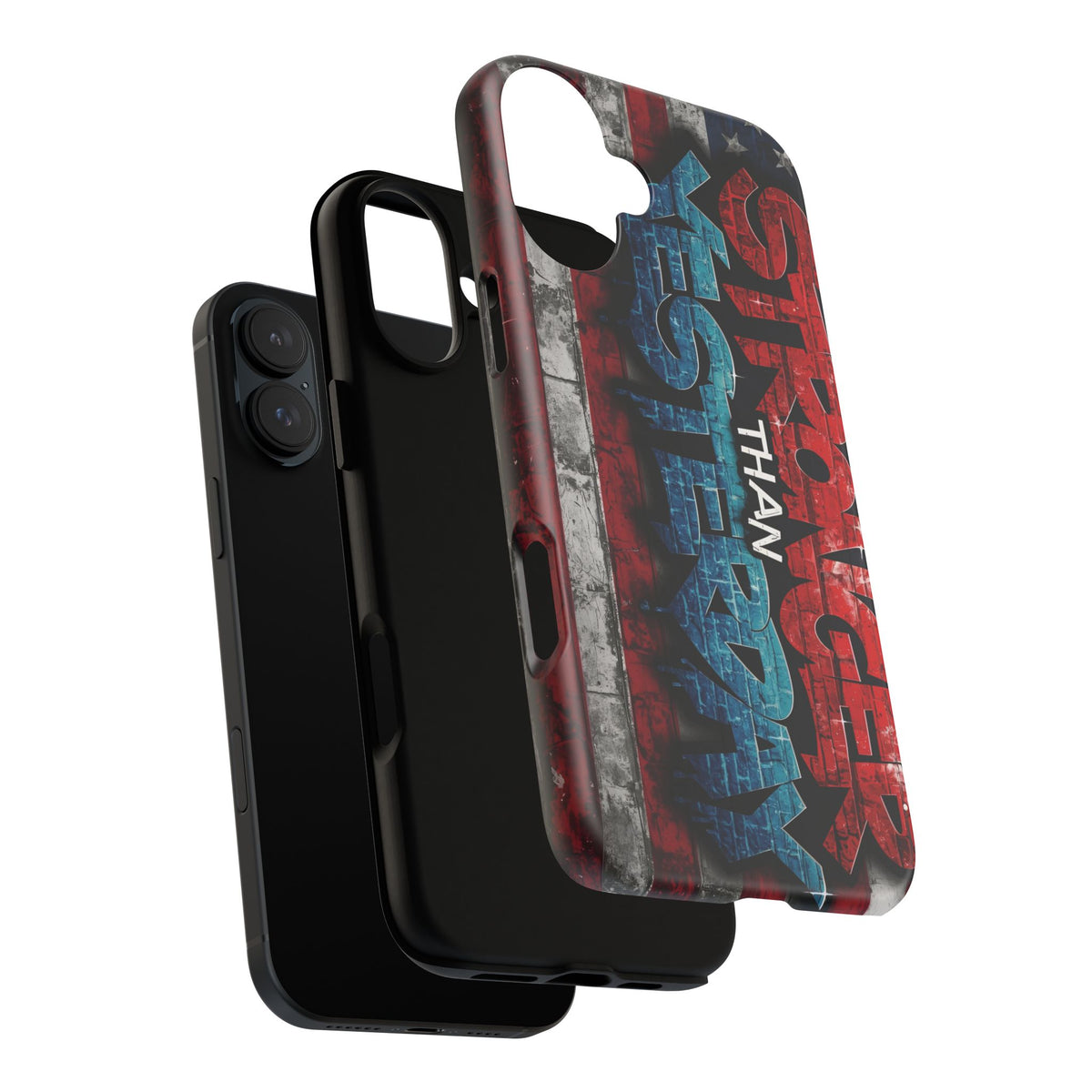 Stronger Than Yesterday Iphone Case - Motivational Phone Cover - USA Flag Design - Gift for Fitness Enthusiasts - Inspirational Phone Accessory