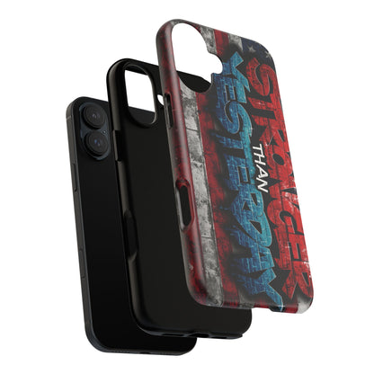 Stronger Than Yesterday Iphone Case - Motivational Phone Cover - USA Flag Design - Gift for Fitness Enthusiasts - Inspirational Phone Accessory