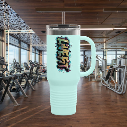 Insulated Travel Mug - Live Fit - 40oz Fitness Water Bottle - Gym Coffee Cup - Durable Travel Tumbler - Motivational Drinkware