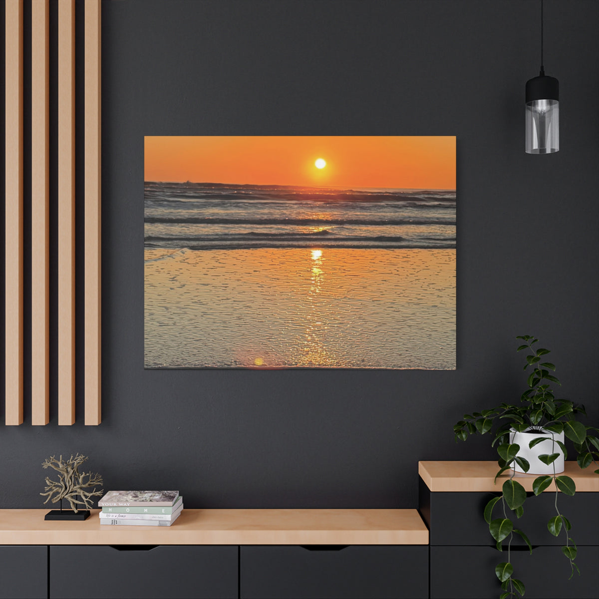 Sunset Beach Canvas Print, Ocean Decor, Wall Art, Home Decor, Coastal Artwork for Living Room