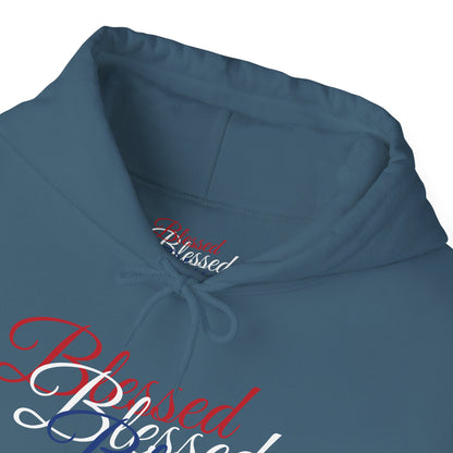 Blessed Hoodie - Patriotic Red White Blue - Unisex Pullover - Front & Back Print - S-5XL
