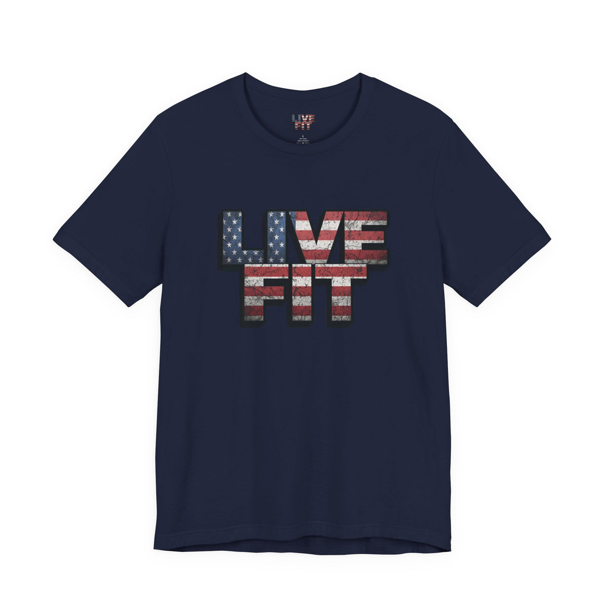 LIVE FIT Patriotic T-Shirt - American Flag Red White Blue - Unisex Fitness Tee