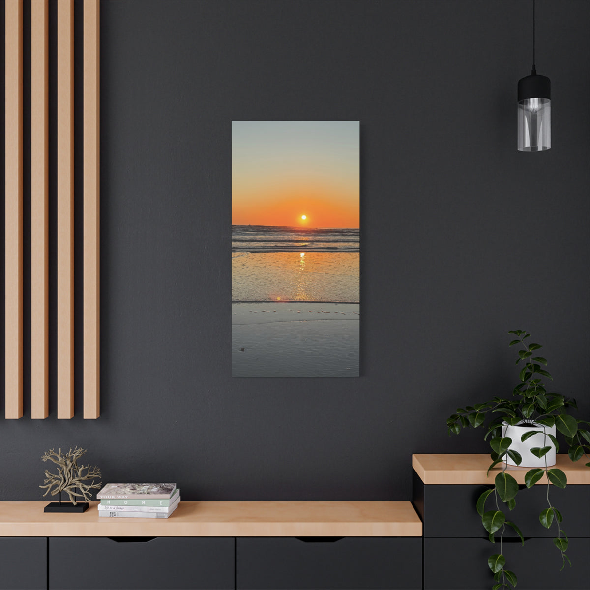 Sunset Beach Canvas Print, Ocean Decor, Wall Art, Home Decor, Coastal Artwork for Living Room