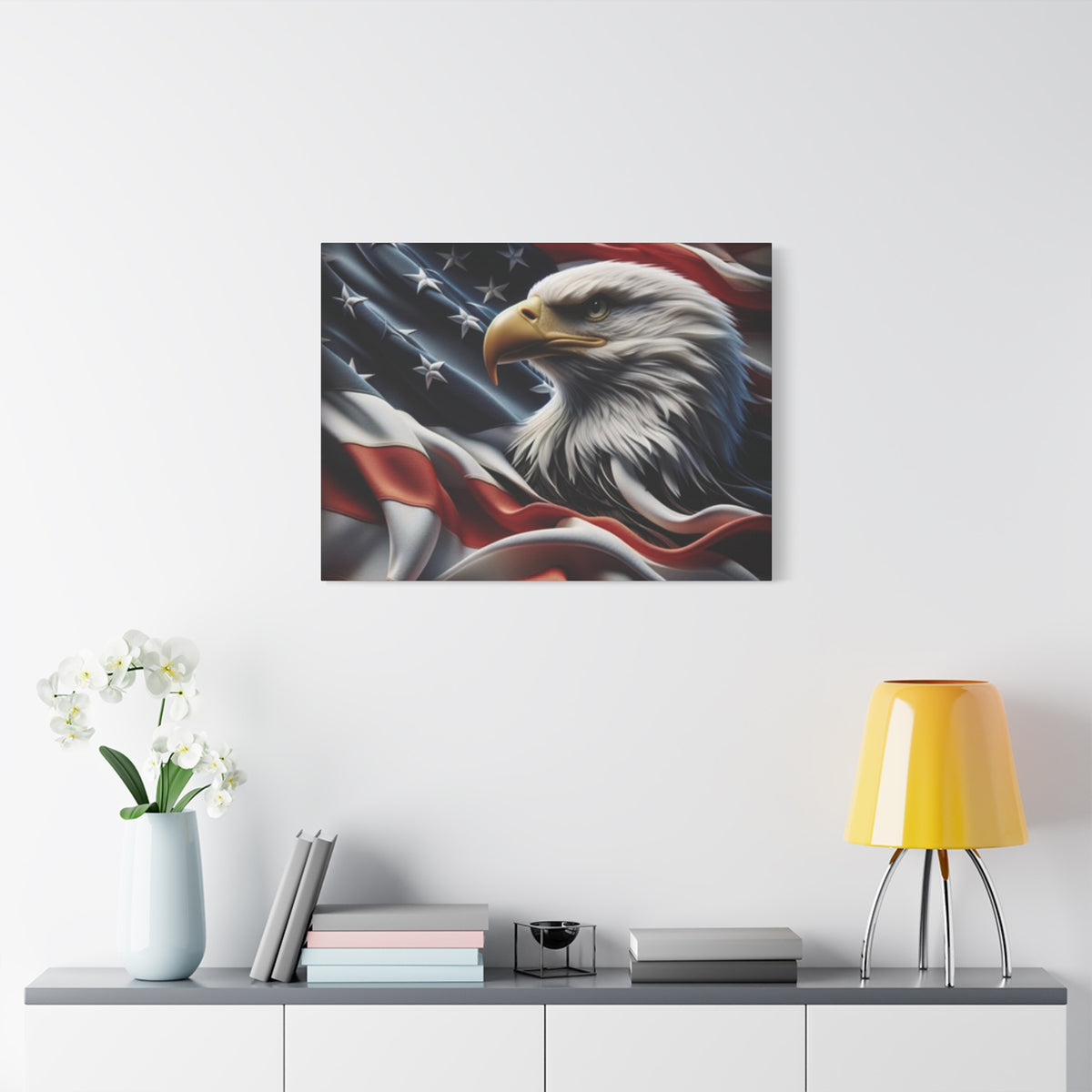 Patriotic Eagle Canvas Wall Art - American Flag Decor - Red White Blue - Gallery Wrapped - 27 Sizes - Veteran Gift