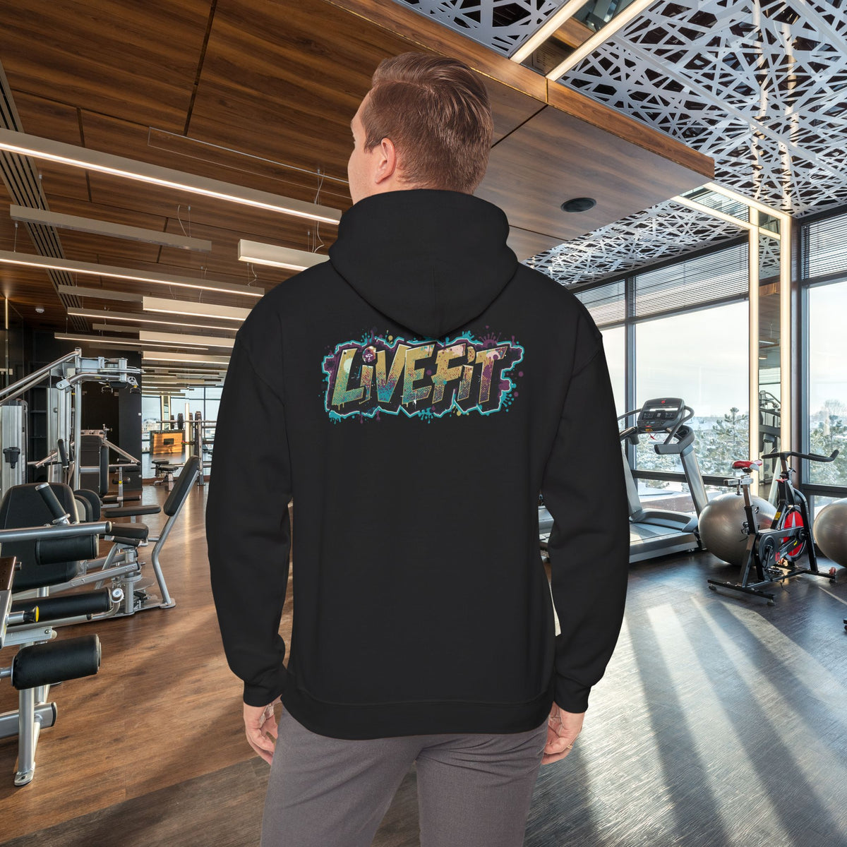 LIVE FIT Hoodie - Unisex Heavy Blend Sweatshirt - Fitness Gym Wear - Workout Apparel - S-5XL