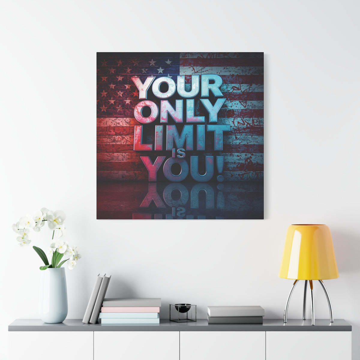 Your Only Limit Is You Canvas Wall Art - Motivational Vintage Flag Decor
