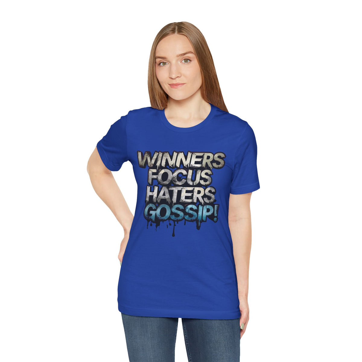 Winners Focus Haters Gossip - Motivational T-Shirt - Bold Graphic Tee - Unisex XS-4XL