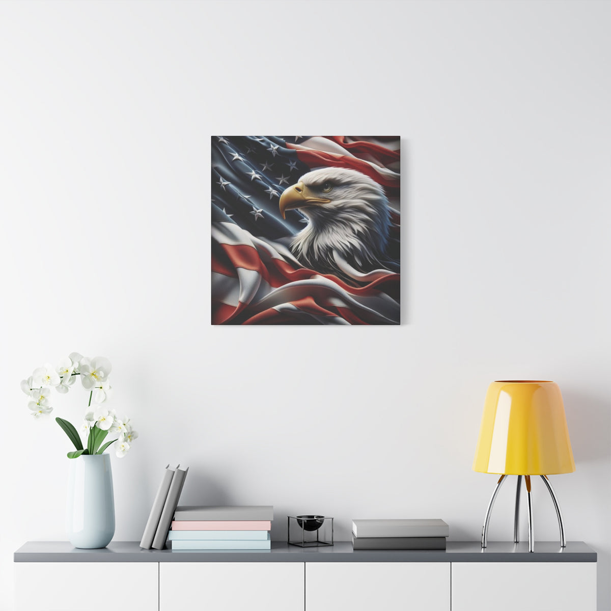 Patriotic Eagle Canvas Wall Art - American Flag Decor - Red White Blue - Gallery Wrapped - 27 Sizes - Veteran Gift