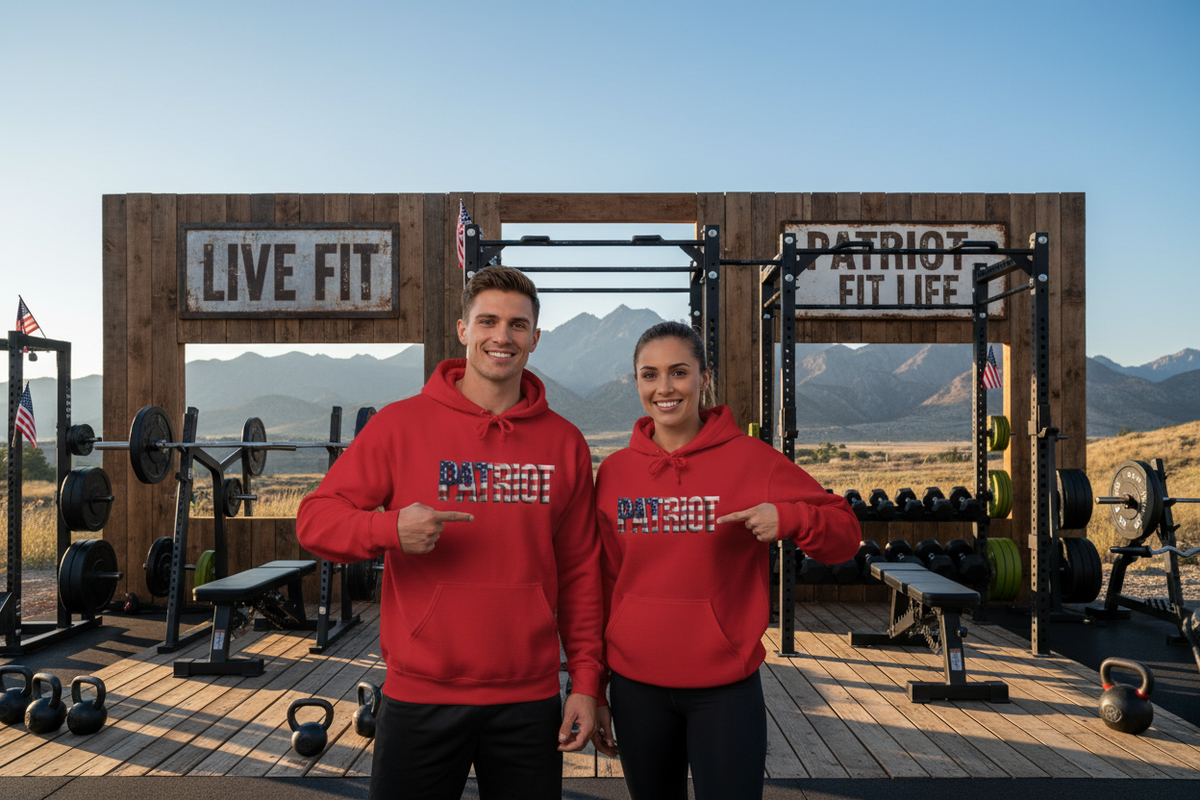 Patriot Flag Hoodie - American Flag Fill 'PATRIOT' Graphic Sweatshirt | Unisex Everyday Hoodie