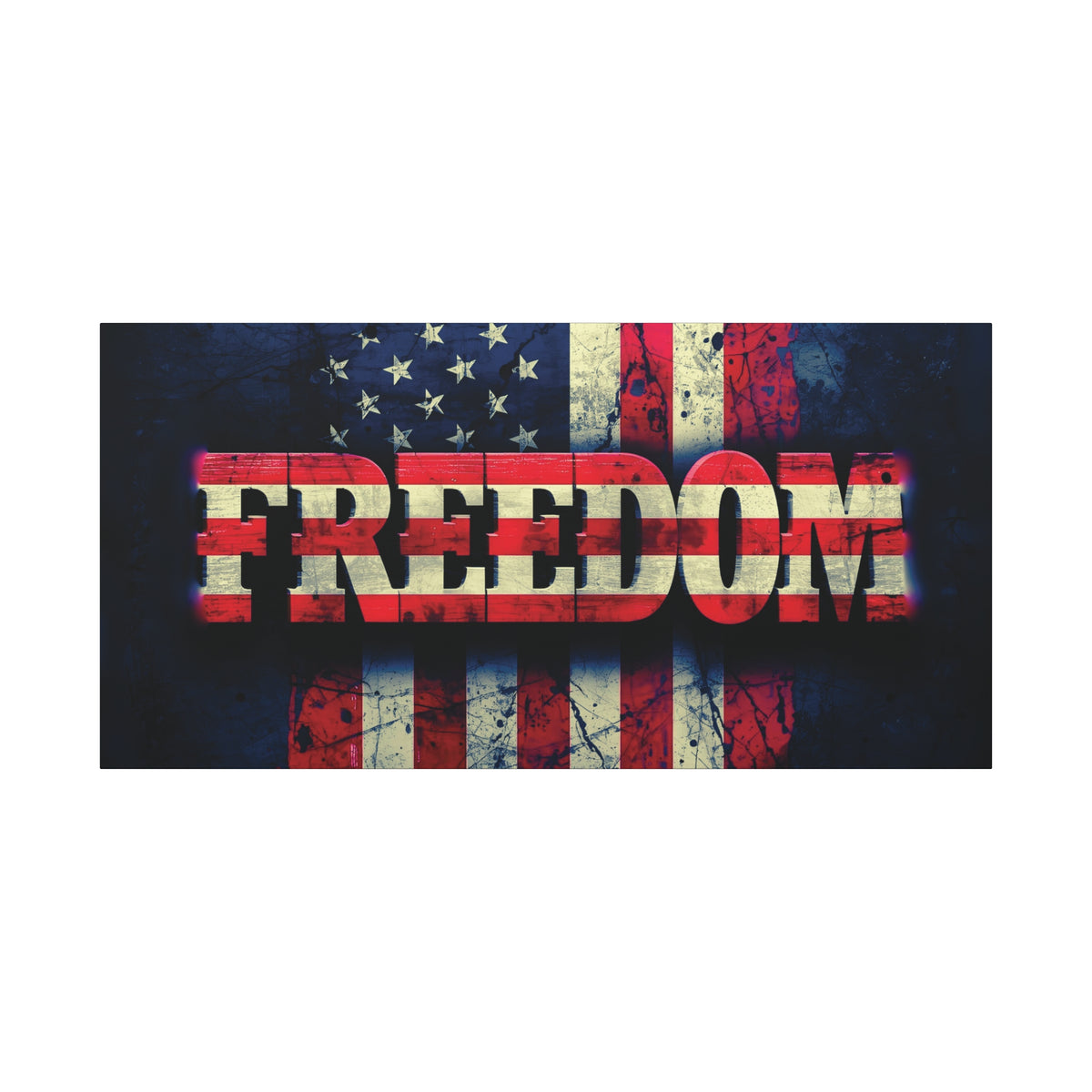 Freedom Canvas Wall Art - Patriotic Vintage American Flag - Gallery Wrapped - Red White Blue - 35 Sizes Available