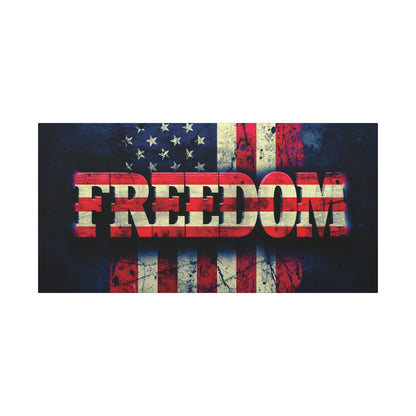 Freedom Canvas Wall Art - Patriotic Vintage American Flag - Gallery Wrapped - Red White Blue - 35 Sizes Available