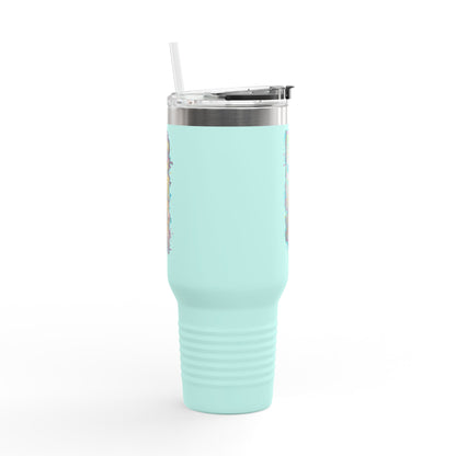 Insulated Travel Mug - Live Fit - 40oz Fitness Water Bottle - Gym Coffee Cup - Durable Travel Tumbler - Motivational Drinkware